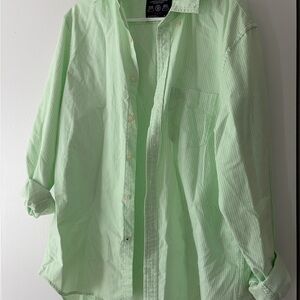 American Eagle Outfitters Mint Green Striped Button-Down Shirt